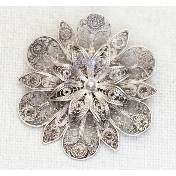Intricate Vintage Silver Statement Brooch - A3 - Picture 2 of 3